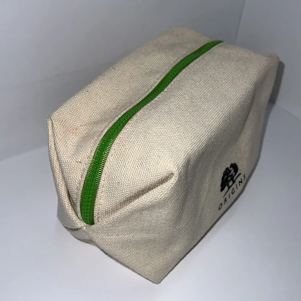 Origins Cosmetics Large Cream Zip Canvas Cosmetics Clutch Bag